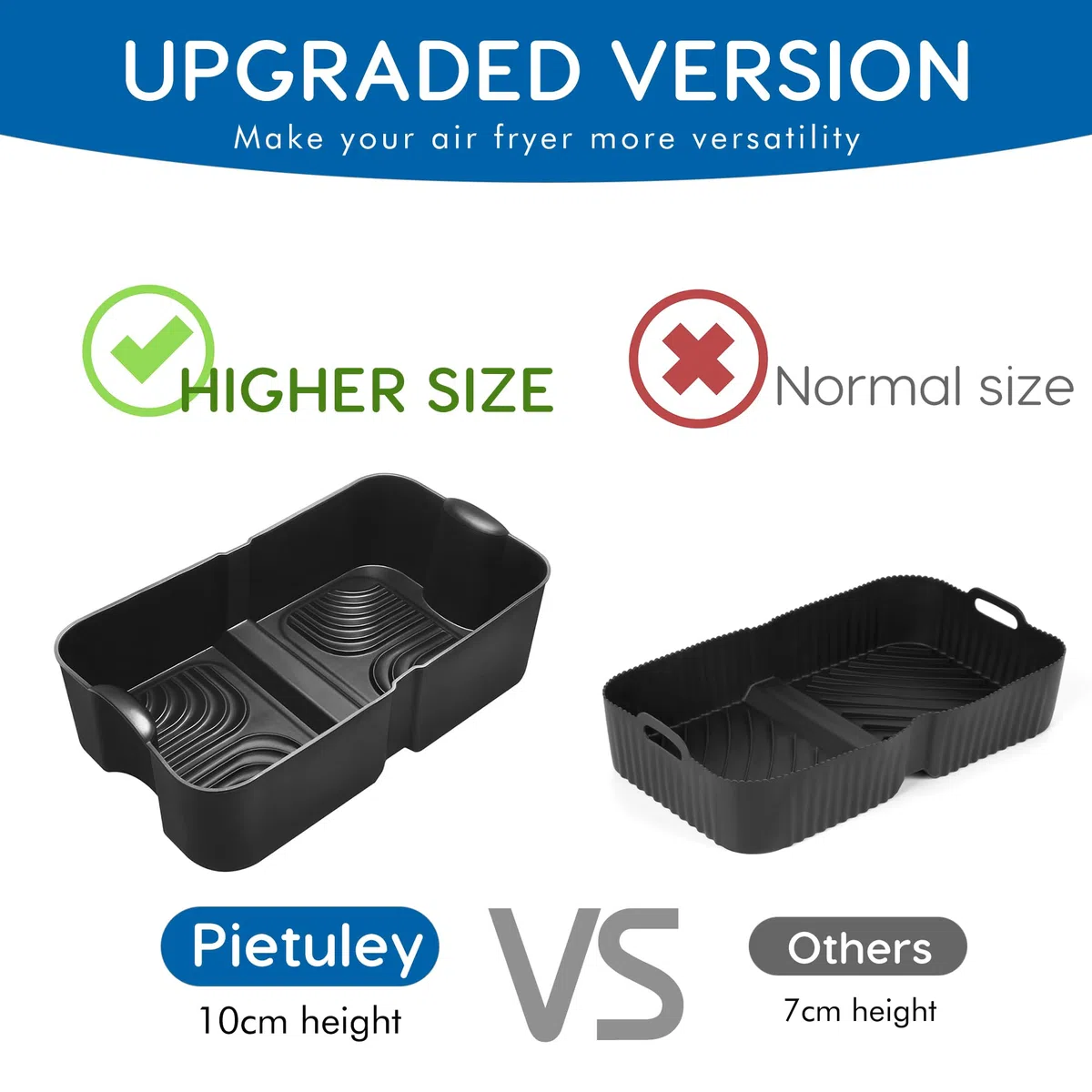 Pietuley 3 Grande Moldes Silicona Freidora de Aire para Ninja Foodi FlexDrawer AF500EU 10,4L /COSORI Dual Blaze TwinFry 10L, Accesorios Freidoras de Aire para Ninja AF500EUCP Horno Bandeja