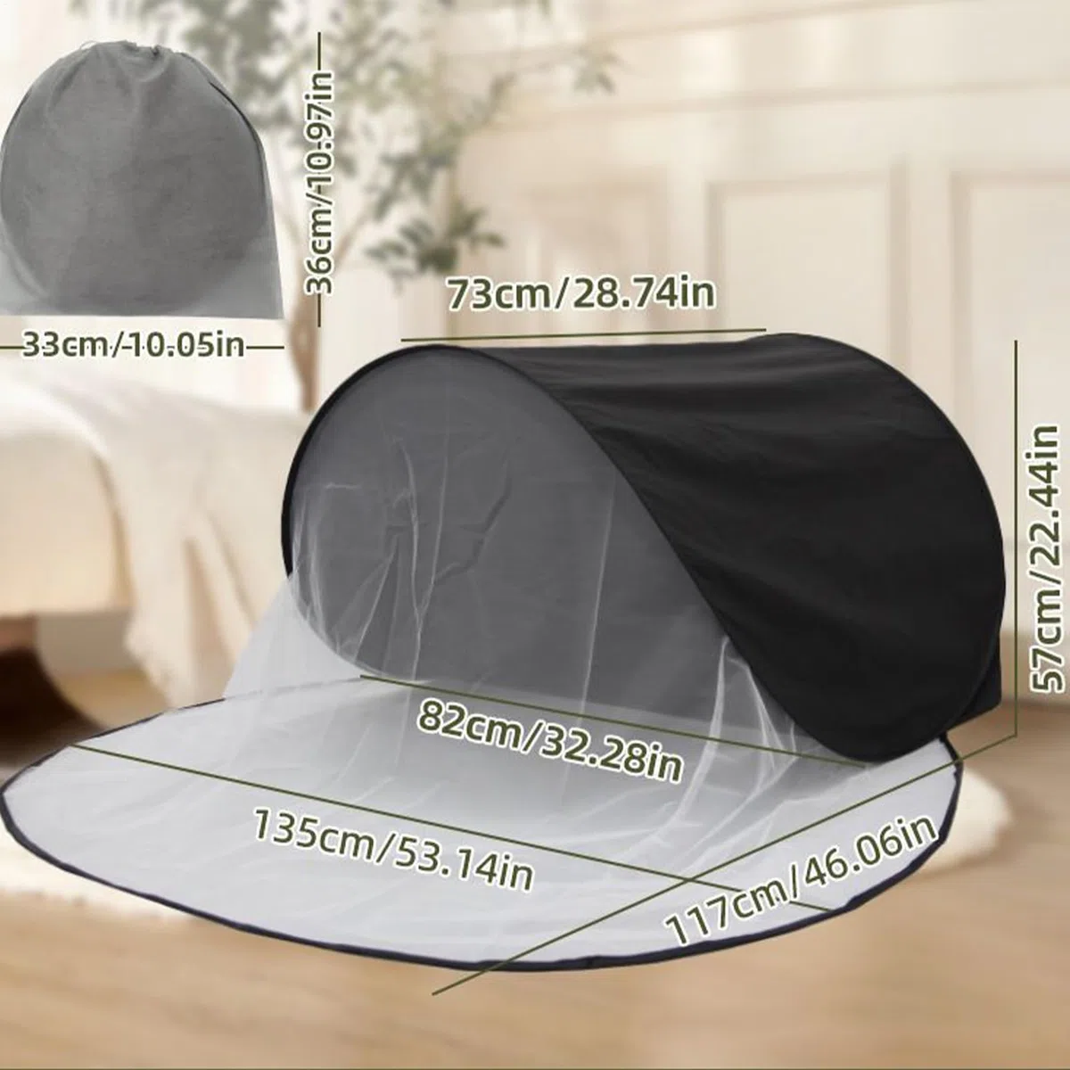 Toldo de cabeza para cama, tienda de campaña para dormir con bloqueo de luz, plegable y transpirable, ayuda a dormir para viajar, sueño ininterrumpido, relajación, ligero, 46.06 x 32.28 x 22.44