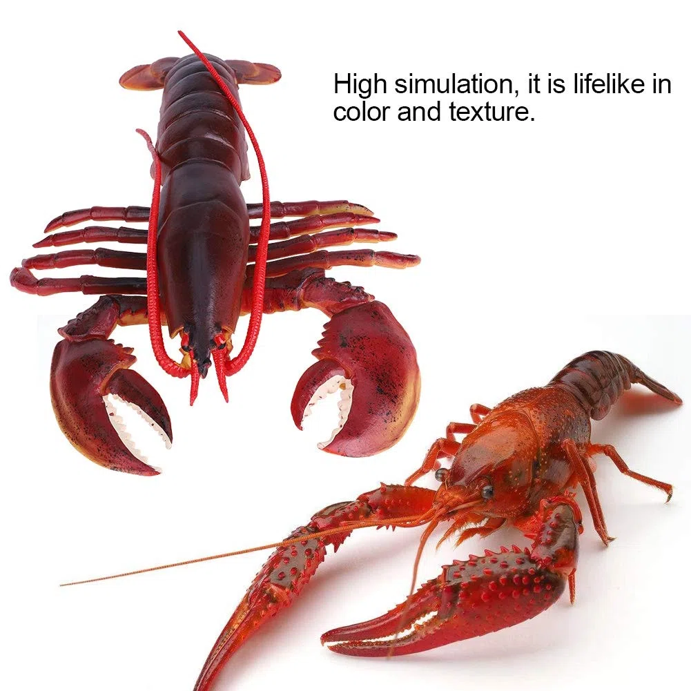 Decoración de langosta de plástico, langosta de plástico suave y(Dark-Australian Lobster, 23cm)