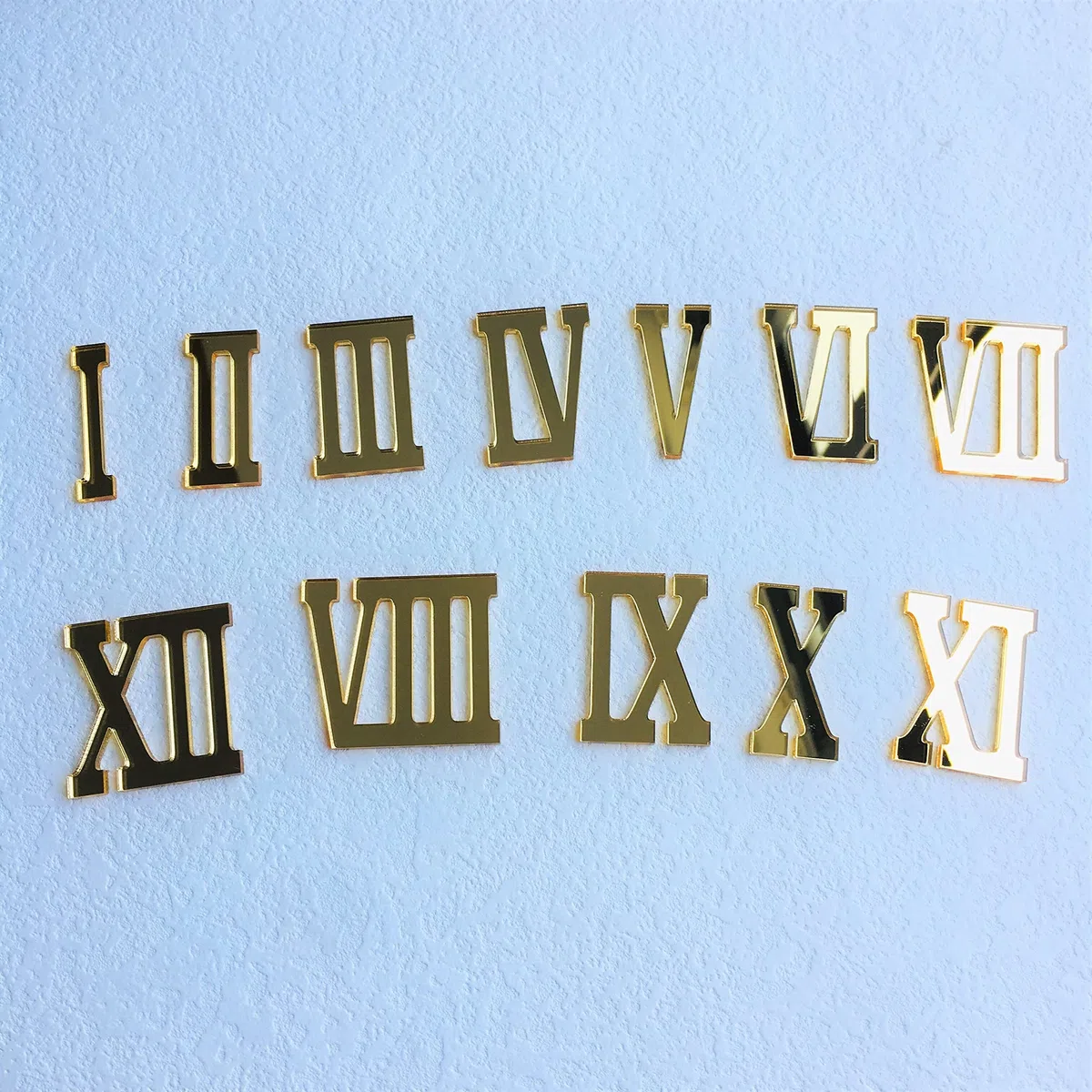NUO RUI 12 números acrílicos con espejo romano para un reloj de pared (espejo dorado)