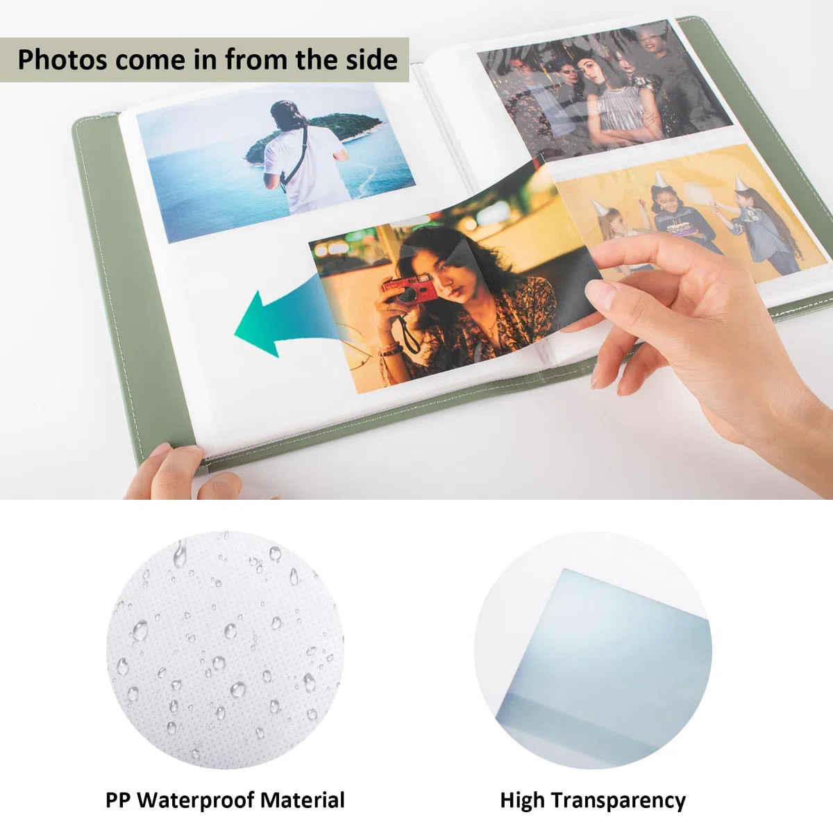 MUZIRI KINOKOO Álbum de fotos de tapa dura con 160 bolsillos para fotos de 4 x 6 pulgadas, piel sintética, gran capacidad, para fotos de 6 pulgadas, álbum de fotos conmemorativo de boda, aniversario