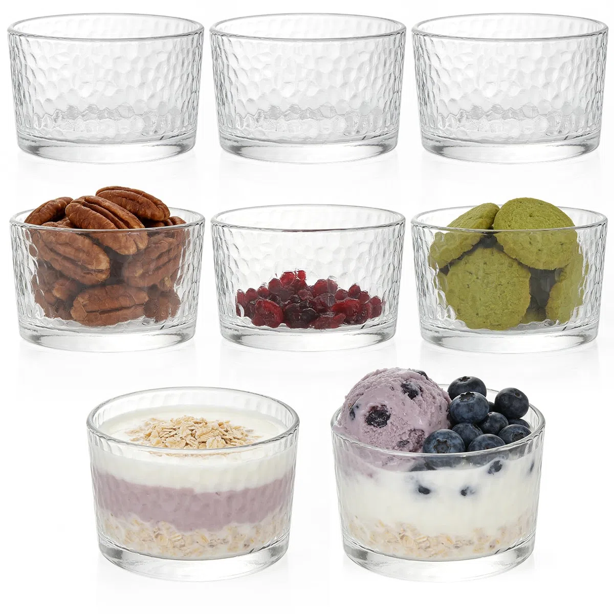 GBKDQQ 8 unidades/200 ml Vasos de postre transparentes de 200 ml: cuencos pequeños de cristal para postre y yogur