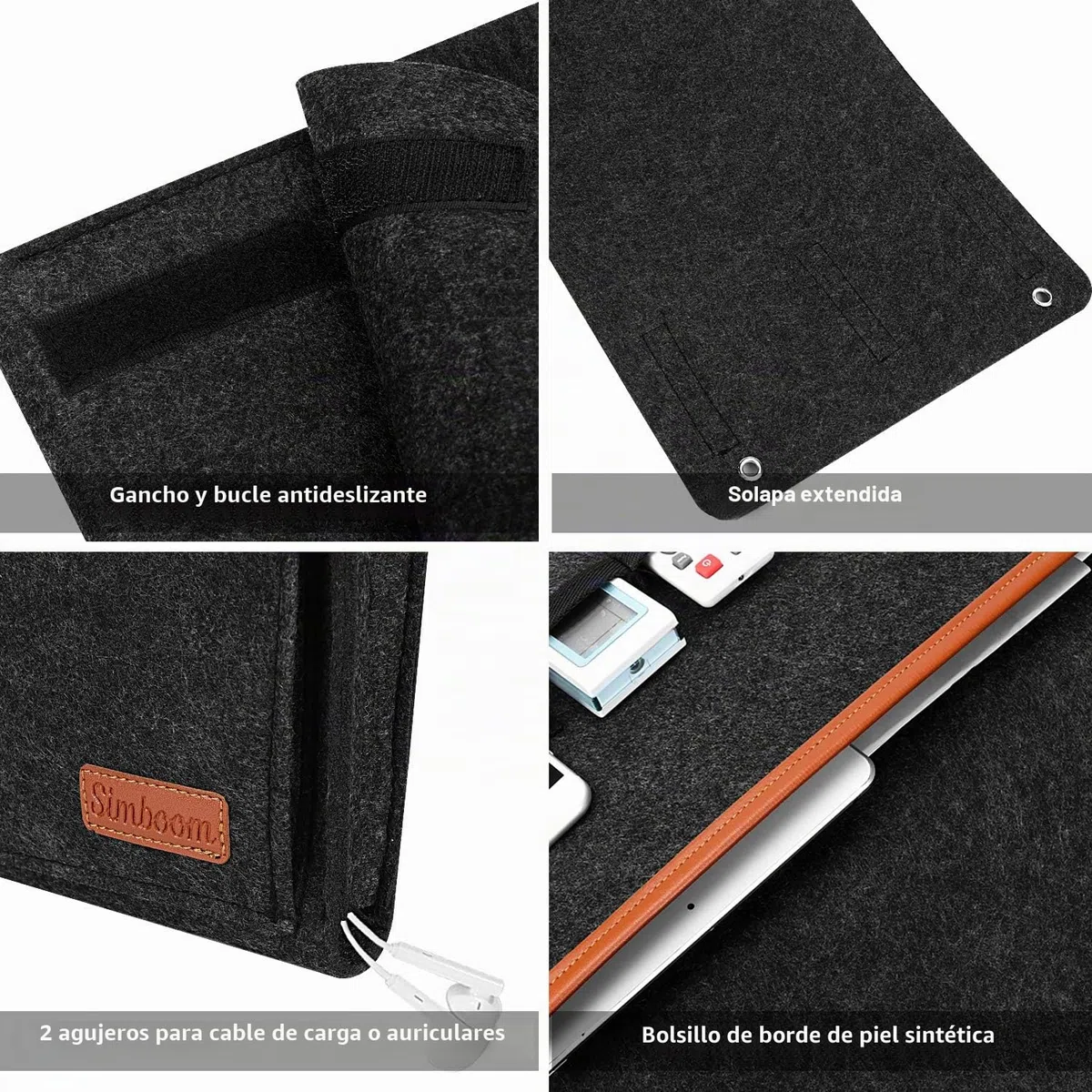 SIMBOOM Organizador de Sofá Silla, Soporte para Controles remotos, Bolsa de Almacenamiento para Reposabrazos Antideslizante con 5 Bolsillos, para Revistas Teléfono, Libros, Gafas(Negro)