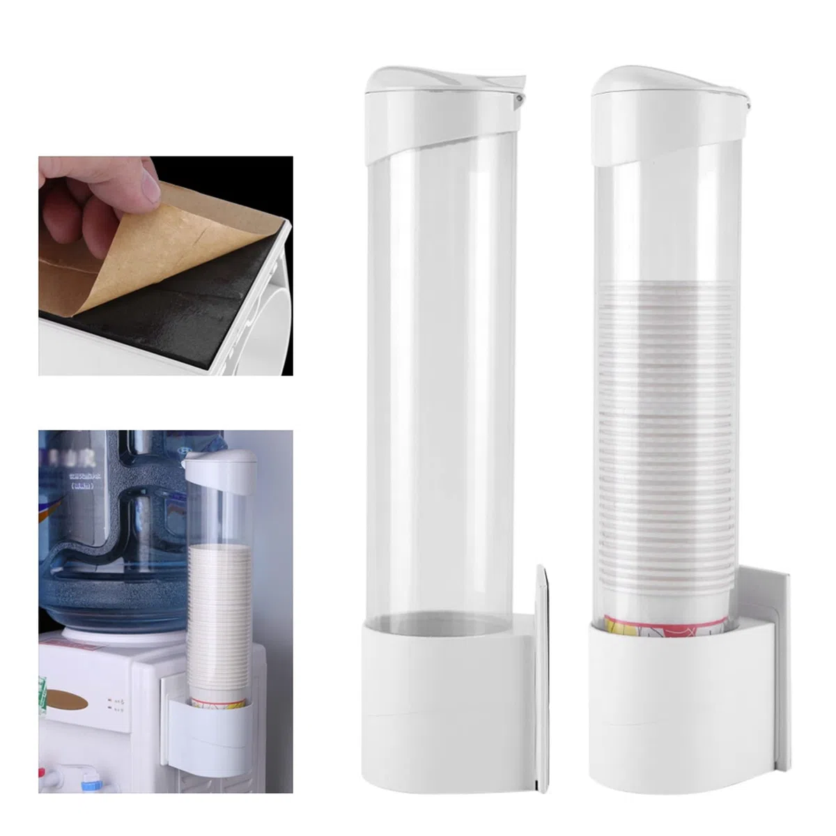 Haofy Dispensador de Vasos Desechables, Dispensador de Taza de Plástico/Papel Montado en la Pared, Accesorio de Fuente para Beber, para Hogar Oficina Restaurante, Hasta 50 Tazas de 5-7,5 cm Diámetro