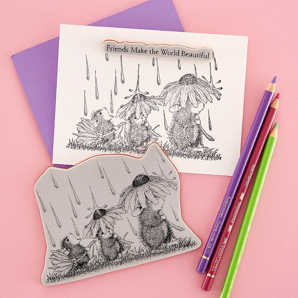 Spellbinders Spring Rain by House - Sello de goma, diseño de ratón, color rojo