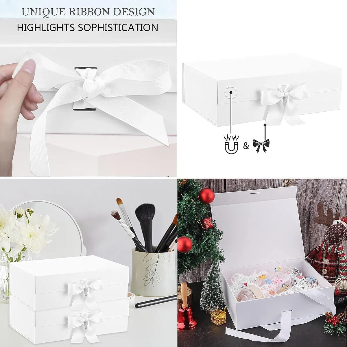 Magnética Caja de Regalo de Cartón,Caja de regalo con lazo,Caja de Regalo de Reutilizable Creative Box,Adecuado para Envoltorio de Boda de Cumpleaños de Navidad de san valentin de pascua de halloween