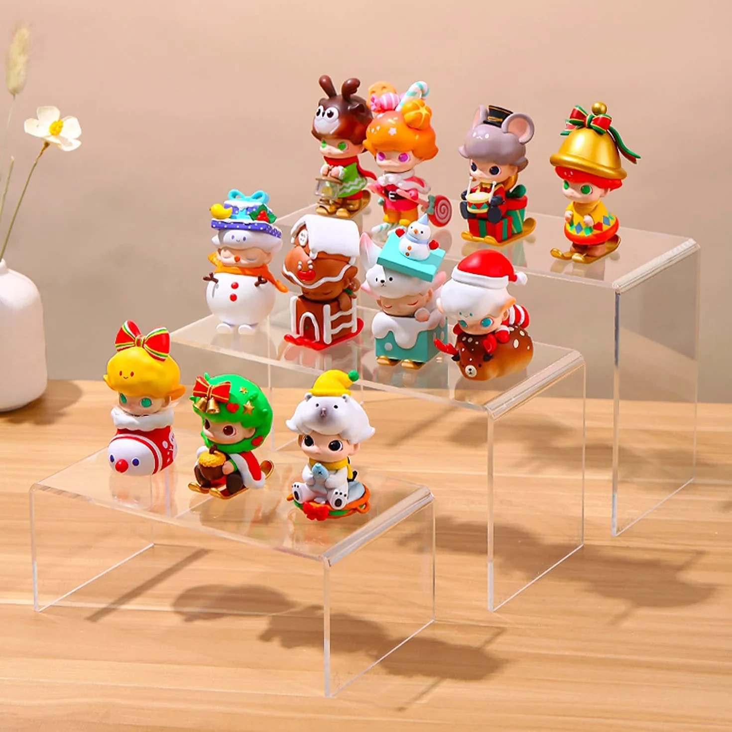 Paquete de 5 elevadores acrílicos, soporte acrílico transparente para figuras populares, pasteles, postres y decoración de mesa