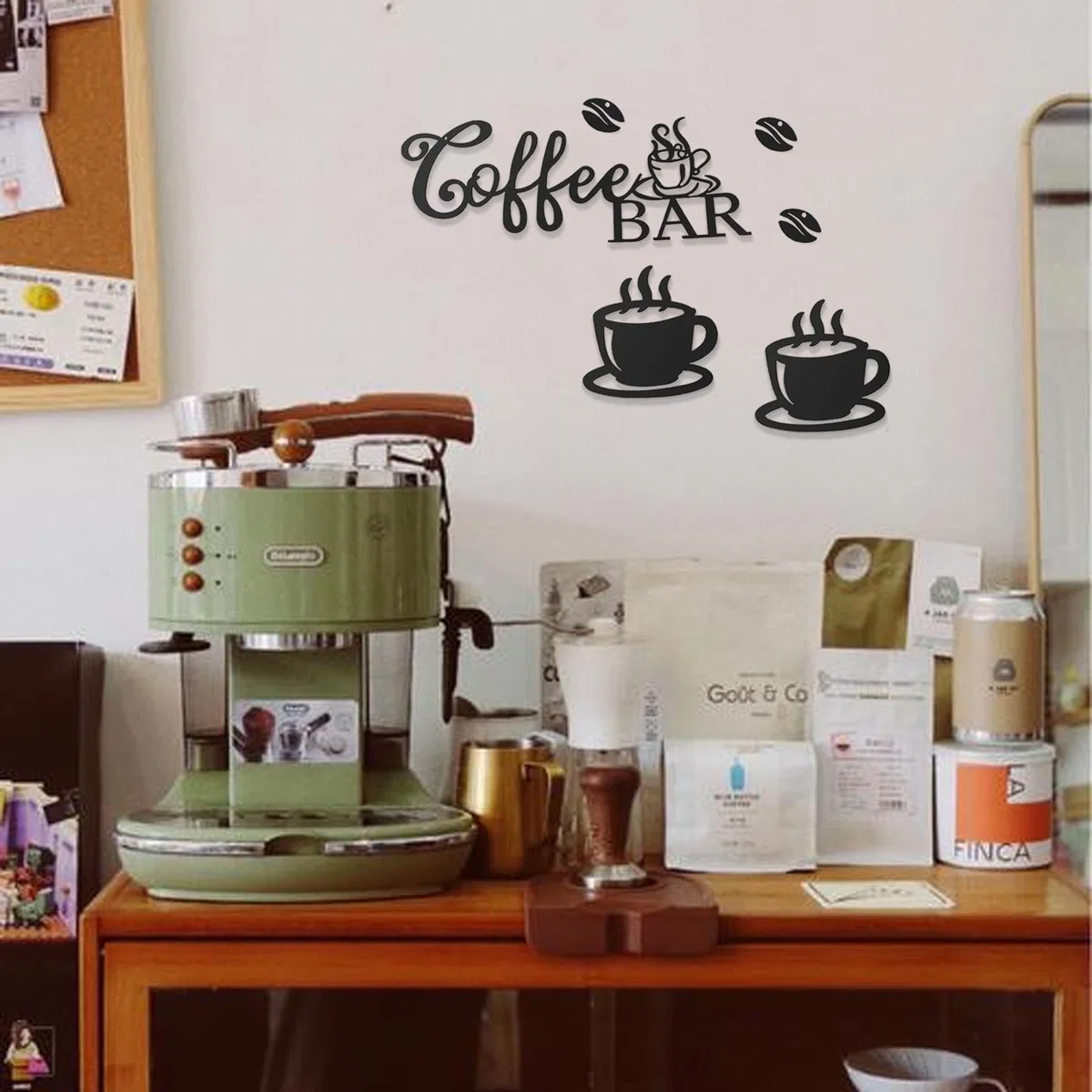 Yaoyaocc Taza de Café Decoración de Pared en Metal Negro | Temática de Café, Silueta Colgante, Para Cafetería, Hogar, Bar, Restaurante, Cocina