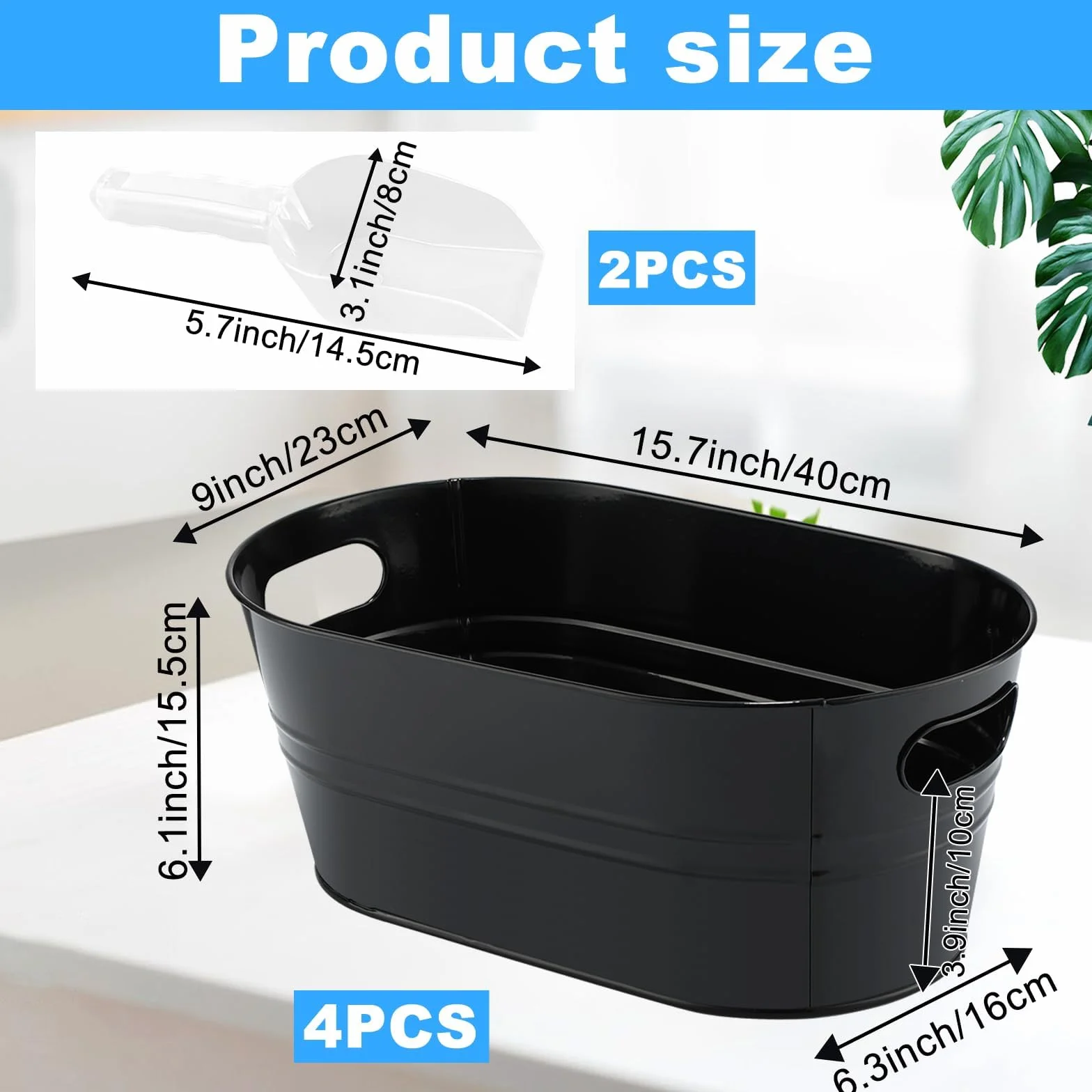 Paquete de 4 cubos de acero galvanizado para bebidas con asas, ideal para fiestas, barbacoas y bares, botellas de refrigeración, latas de cerveza o refrescos