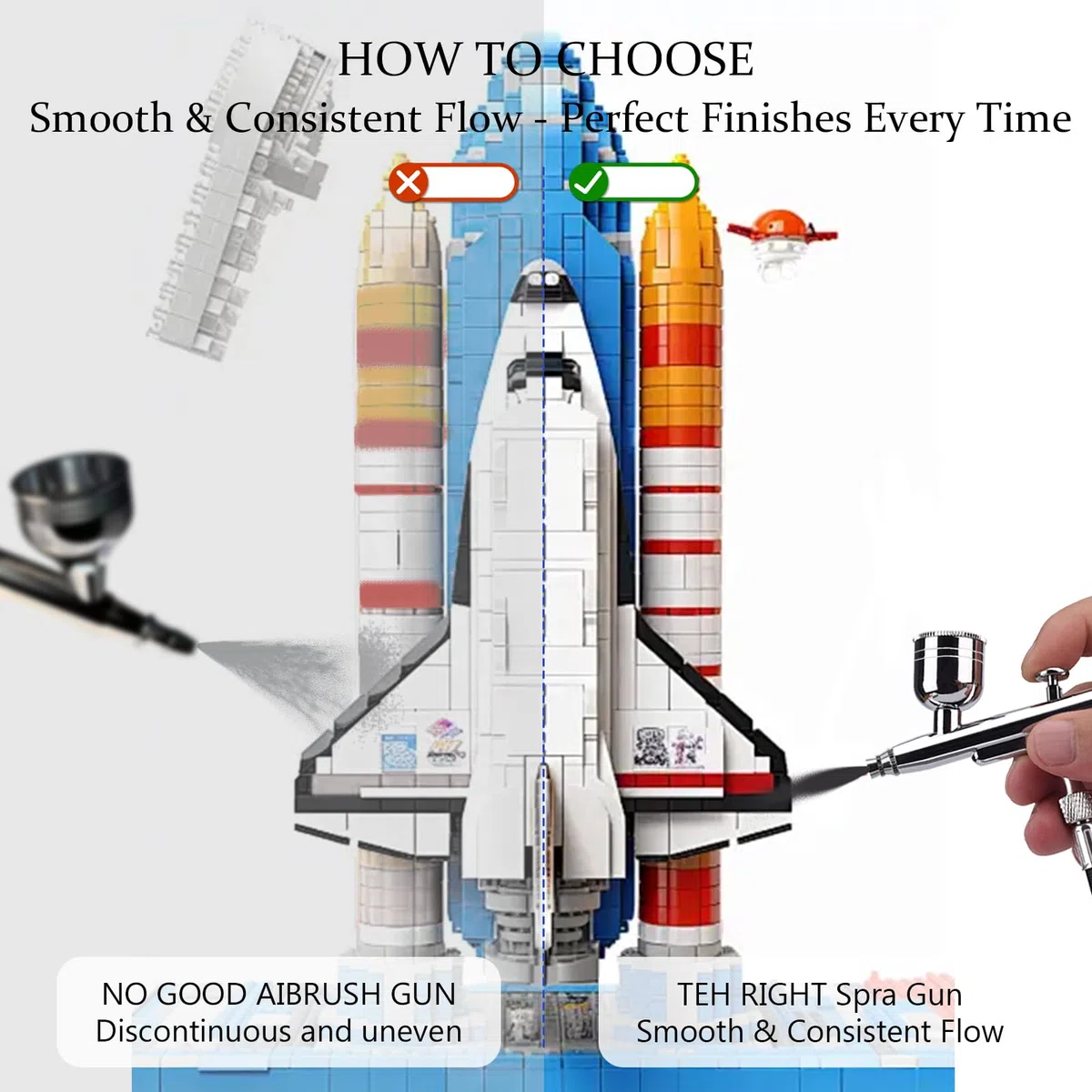 Gocheer Aerografo AG130 – con 3 Juegos de Boquillas Agujas de 0,2/0,3/0,5mm, Depósitos de Pintura con Capacidad de 40/20/7ml, 2 Conectores,para Mangueras para Decoración de Tartas, Tatuajes Modelismo
