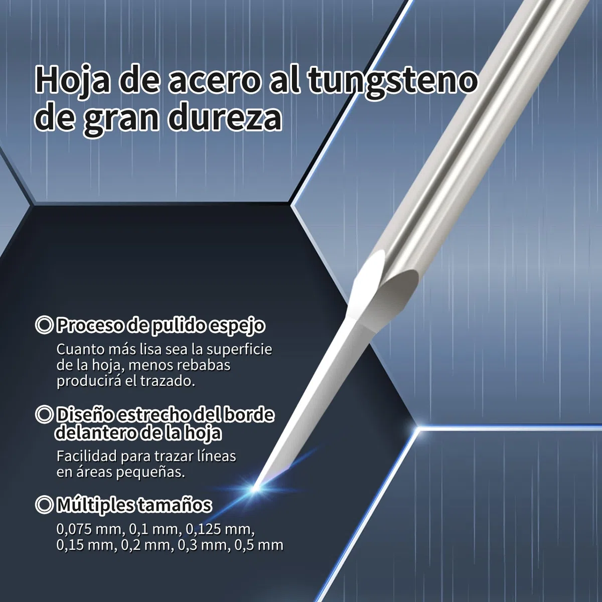 Modelo Scriber, 7-Piezas de acero de tungsteno cuchilla de trazado Set de herramientas 0.075/0.1/0.125/0.15/0.2/0.3/0.5mm, con soporte de madera para el modelado Hobby, Modelos de plástico