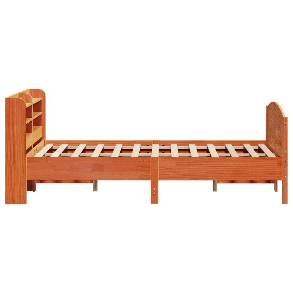 3306977 - Estructura de madera maciza sin colchón, marco de cama de madera, 135 x 190 cm, color marrón cera, 135 x 190 cm