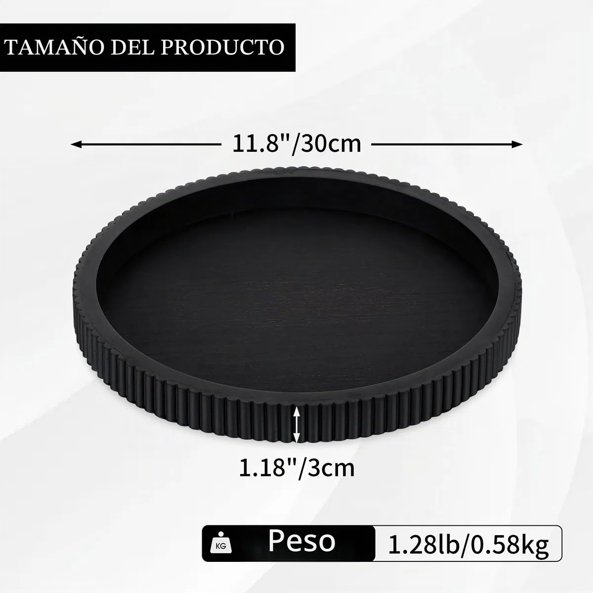 Hanobe Bandeja Decorativa para Mesa de café: bandejas Negras para Centro de Mesa para decoración del hogar, decoración Moderna de Madera Redonda de 12 Pulgadas para Sala de Estar, Comedor, Cocina