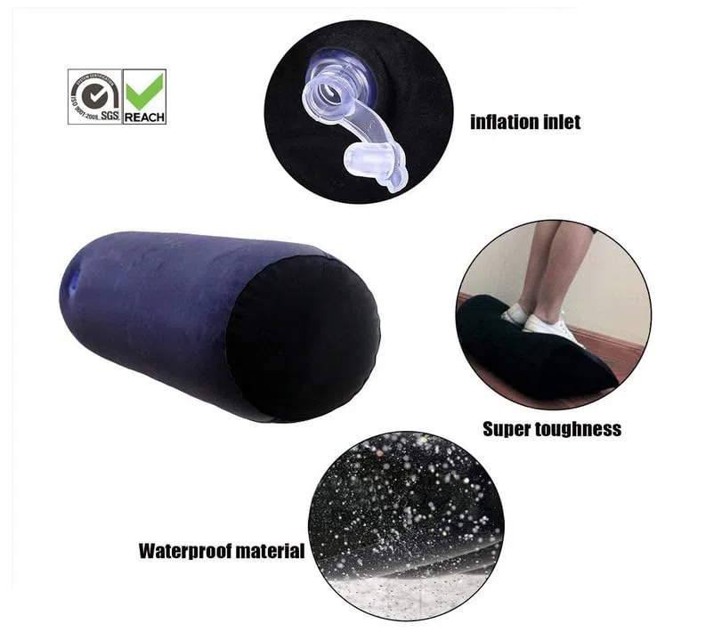 Almohada de abrazo inflable con almohada de soporte para el cuerpo Cojín cilíndrico inflable Magic Deep Hole Magic Inflable Juego Cojín en Forma Yoga Kit de almohada profunda