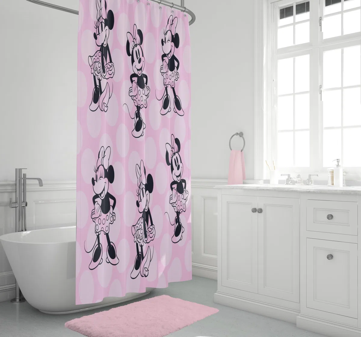 Disney Minnie Mouse - Cortina de ducha (178 x 182 cm), color rosa