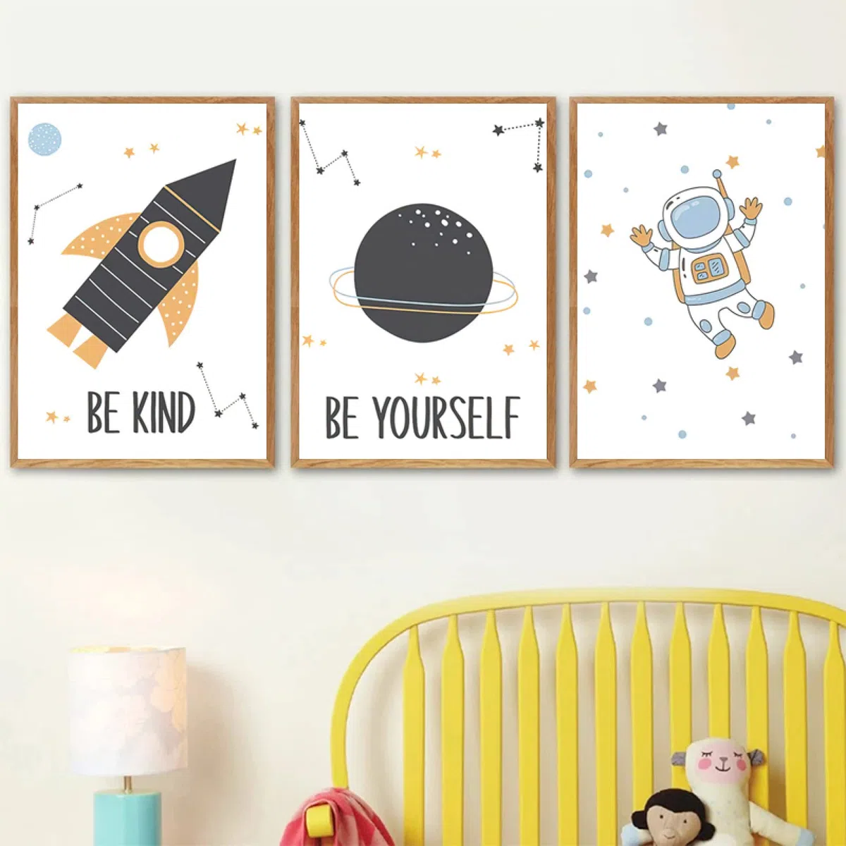 Impresiones Sobre Lienzo Cohete Nórdico Estrellas Dibujos Animados Espacio Astronauta Vivero Pared Arte Cuadros Lienzo Pintura Carteles E Impresiones Habitación Infantil Decoración Del Hogar 40x50cm