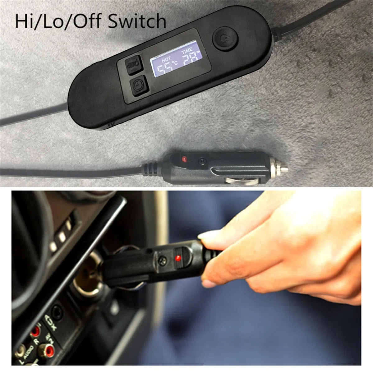 Manta eléctrica para Coche de 12 V, 100 x 70 cm, con 5 Niveles de Calor y automático, para vehículos, SUV, Camiones, Viajes por Carretera, Camping