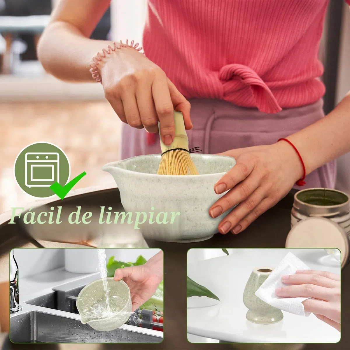 Cuenco japonés para matcha de 2 piezas de cerámica con soporte para batidores de varillas de 500 ml, fácil de suministrar, cuenco de té Chawan Matcha para principiantes, amantes de bricolaje