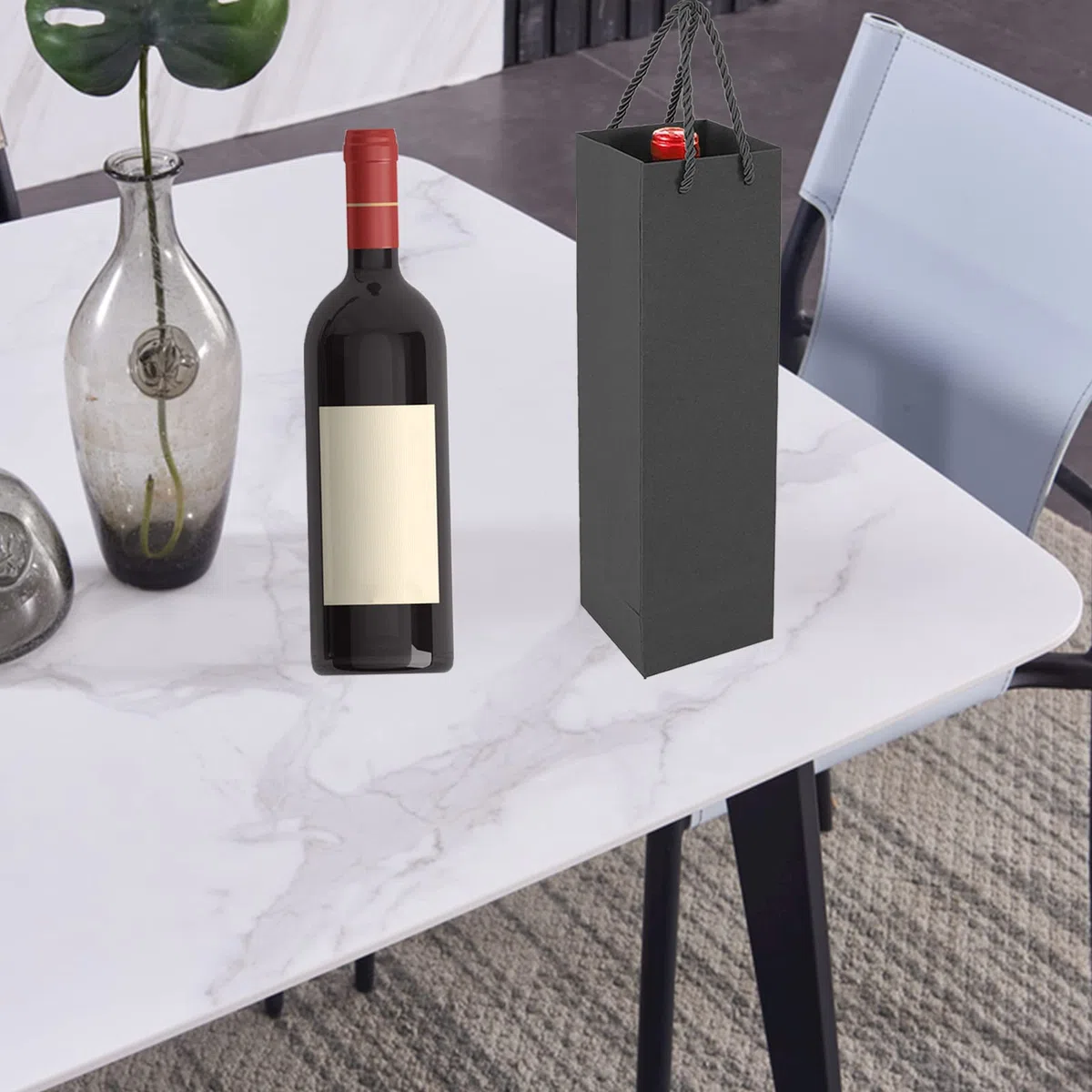 Bolsas de Regalo de Papel Kraft Premium con Asas, 20 Bolsas de Almacenamiento para Regalos de Vino, Fiesta, Boda y Navidad (negro)