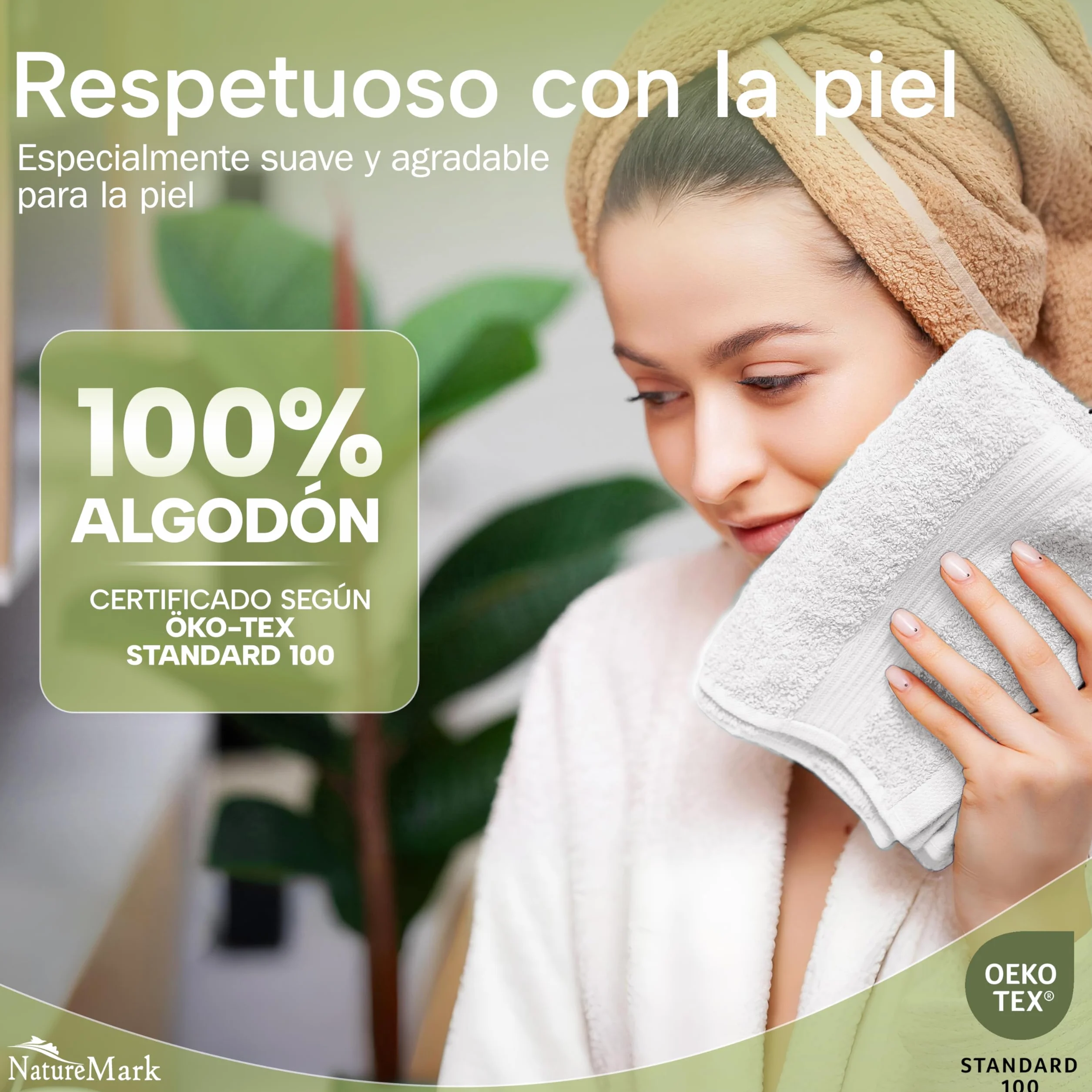 NatureMark Toallas de Invitado – Pack de 12 (30x50 cm), 100% Algodón, Certificación Oeko-Tex, Suaves, absorbentes y fáciles de cuidar – para baño, Invitados y SPA – Color Blanco