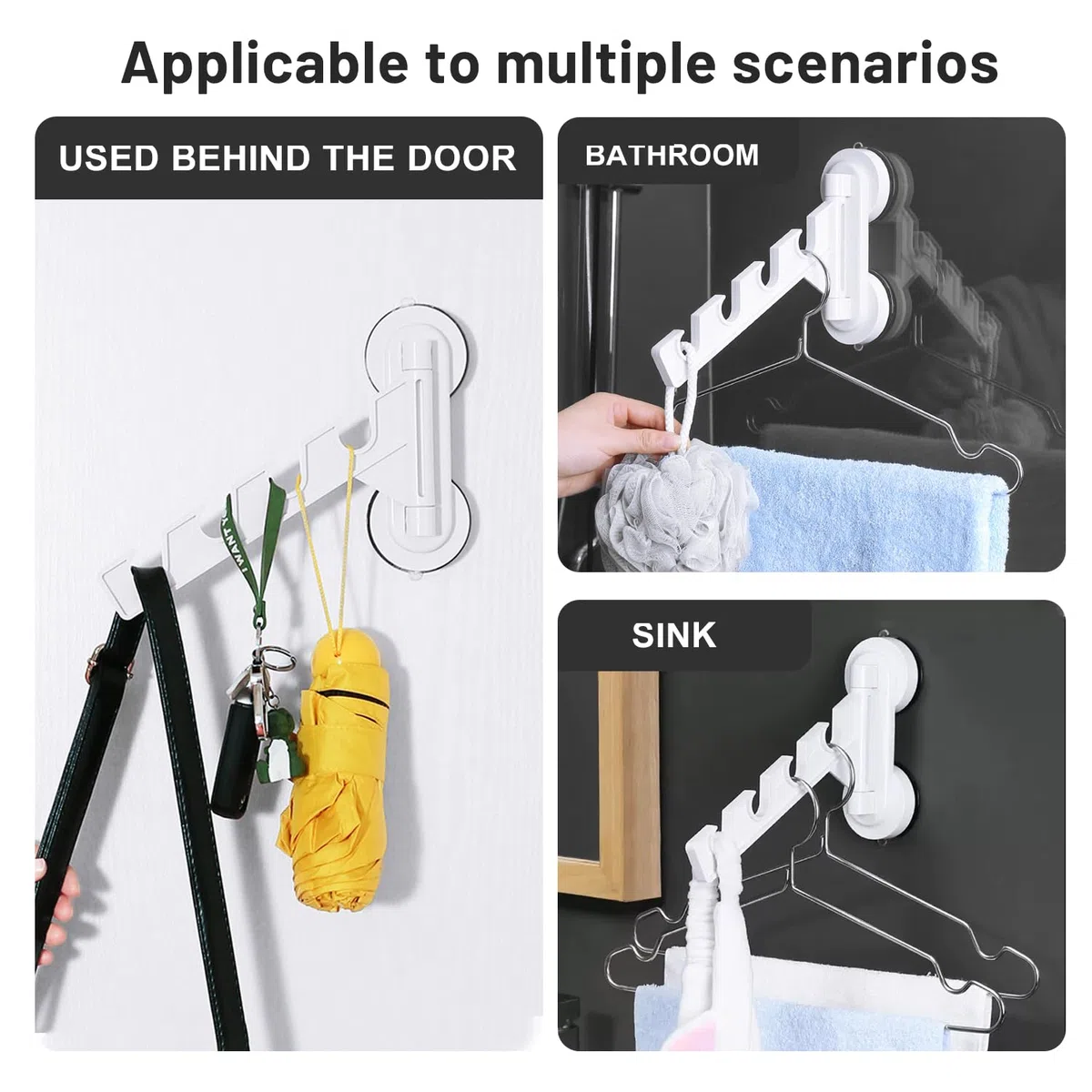 Perchero Plegable con Gancho - Percha Ropa Colgador Antideslizante Para Cuarto BalcóN Invisible Ventosas Fuertes Sin Perforaciones Ventana Multifuncional Barra Cuatro Ranuras