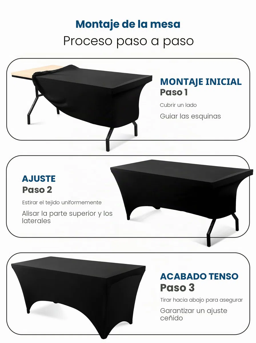 Utopia Kitchen 2 Paquetes de Manteles Rectangulares de Poliéster (6 pies - 183 cm) Elásticos de Spandex, Cubre Mesas para Bodas, Bares, Artesanías, Exposiciones (Negro)