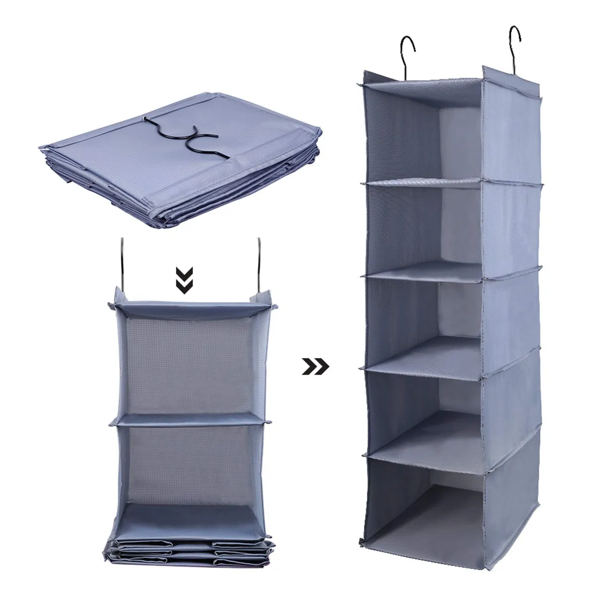 Organizador para Armario, Organizador armarios con 5 Capas y 1 cajón, Estante de Almacenamiento Colgantes, Organizador de Ropa de Armario, Estantería Colgante Flexible para Guardar Ropa