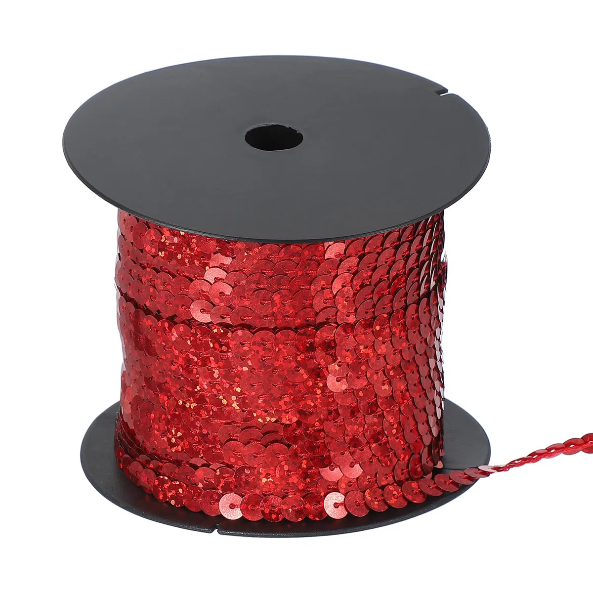 QUARKZMAN Tira De Lentejuelas Planas De 100', Cinta De Lentejuelas De 6 Mm Hilo De Lentejuelas Rollo De Listón De Lentejuelas Planas Para Accesorios De Decoraciones Artesanales, Rojo Laser