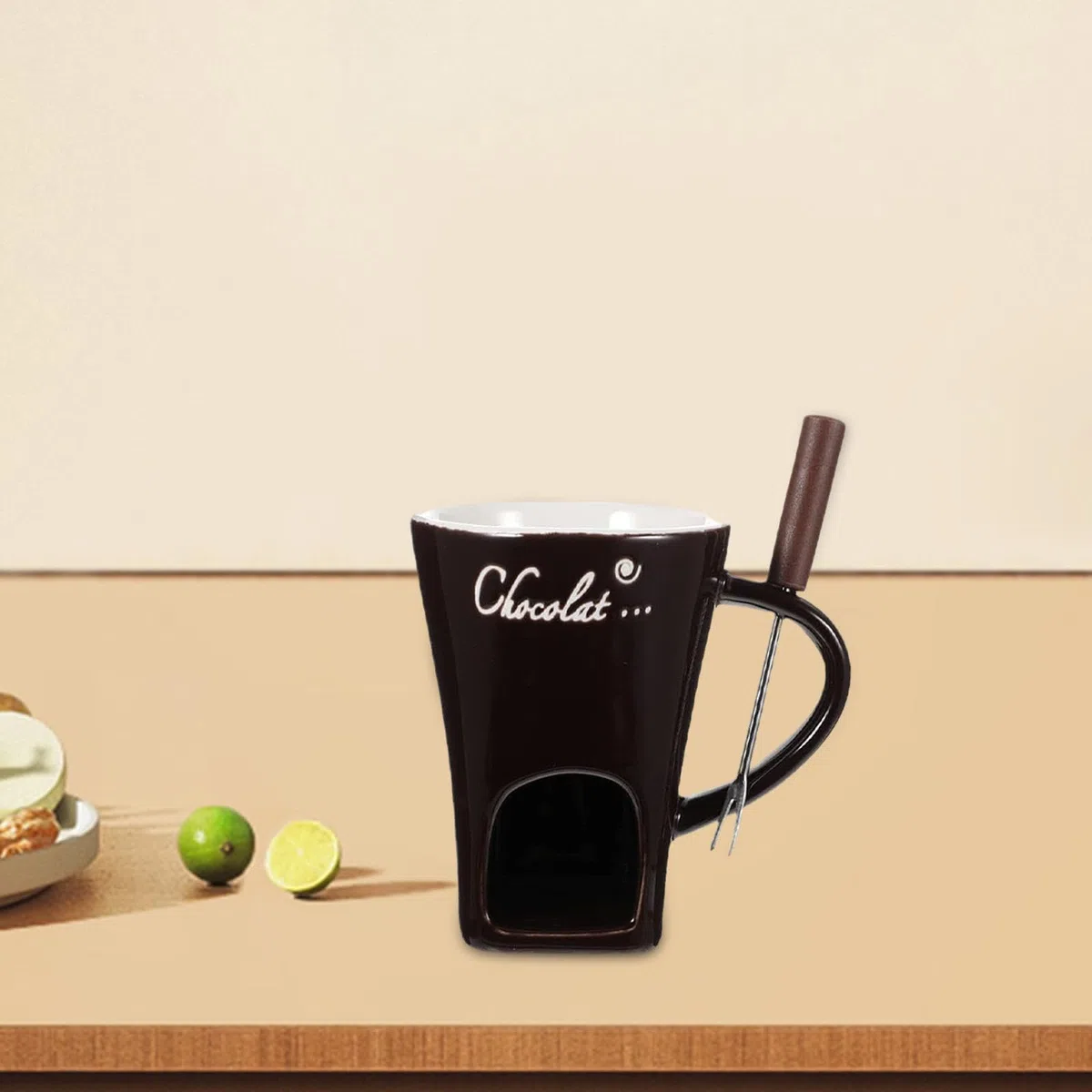 Taza para Fondue de 130 ml, para Calentar Dulces, para Aniversario, Cocina, Compromiso, MarrÓn