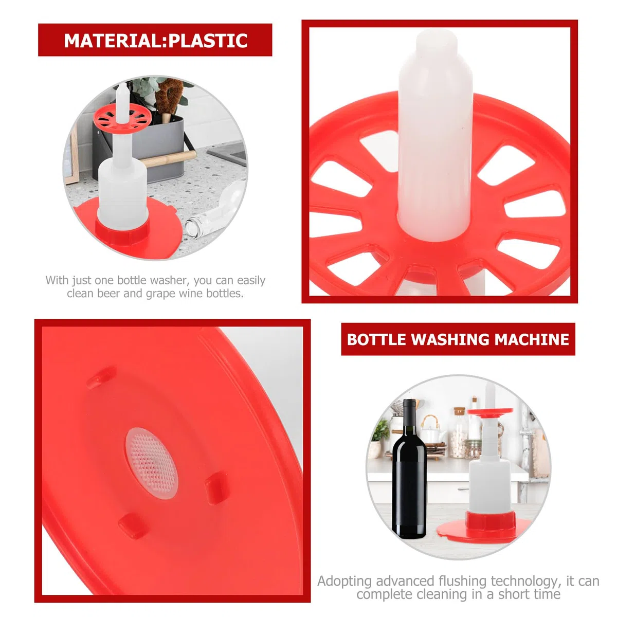 Enjuagadora de Botellas y Vasos para Elaboración Casera, Dispositivo Compacto Manual para Limpieza de Botellas de Vino y Cerveza en Uso Doméstico y Profesional
