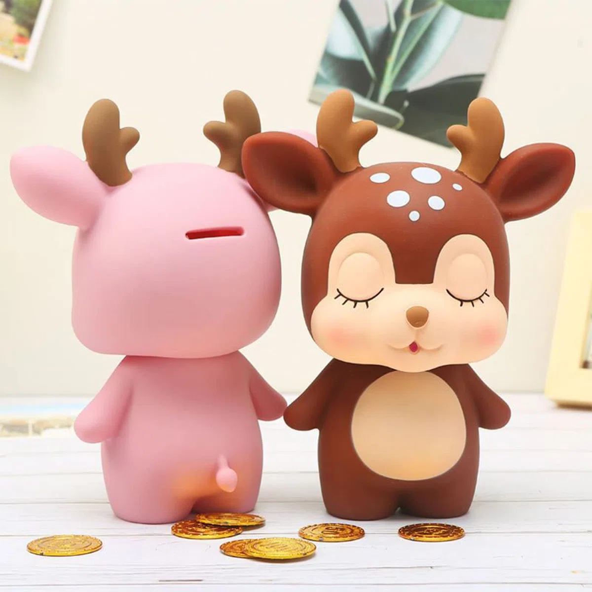 Hucha con Forma de Ciervo, Banco de Monedas de Dibujos, Animal Hucha Caja de Dinero, para Niños Niño Y Niña Mejor Regalo de Cumpleaños de Navidad