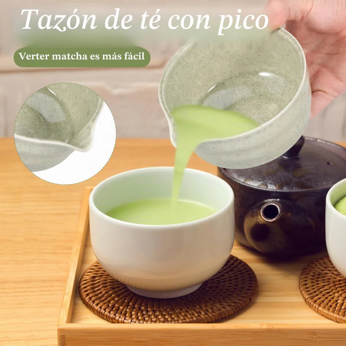 Cuenco japonés para matcha de 2 piezas de cerámica con soporte para batidores de varillas de 500 ml, fácil de suministrar, cuenco de té Chawan Matcha para principiantes, amantes de bricolaje