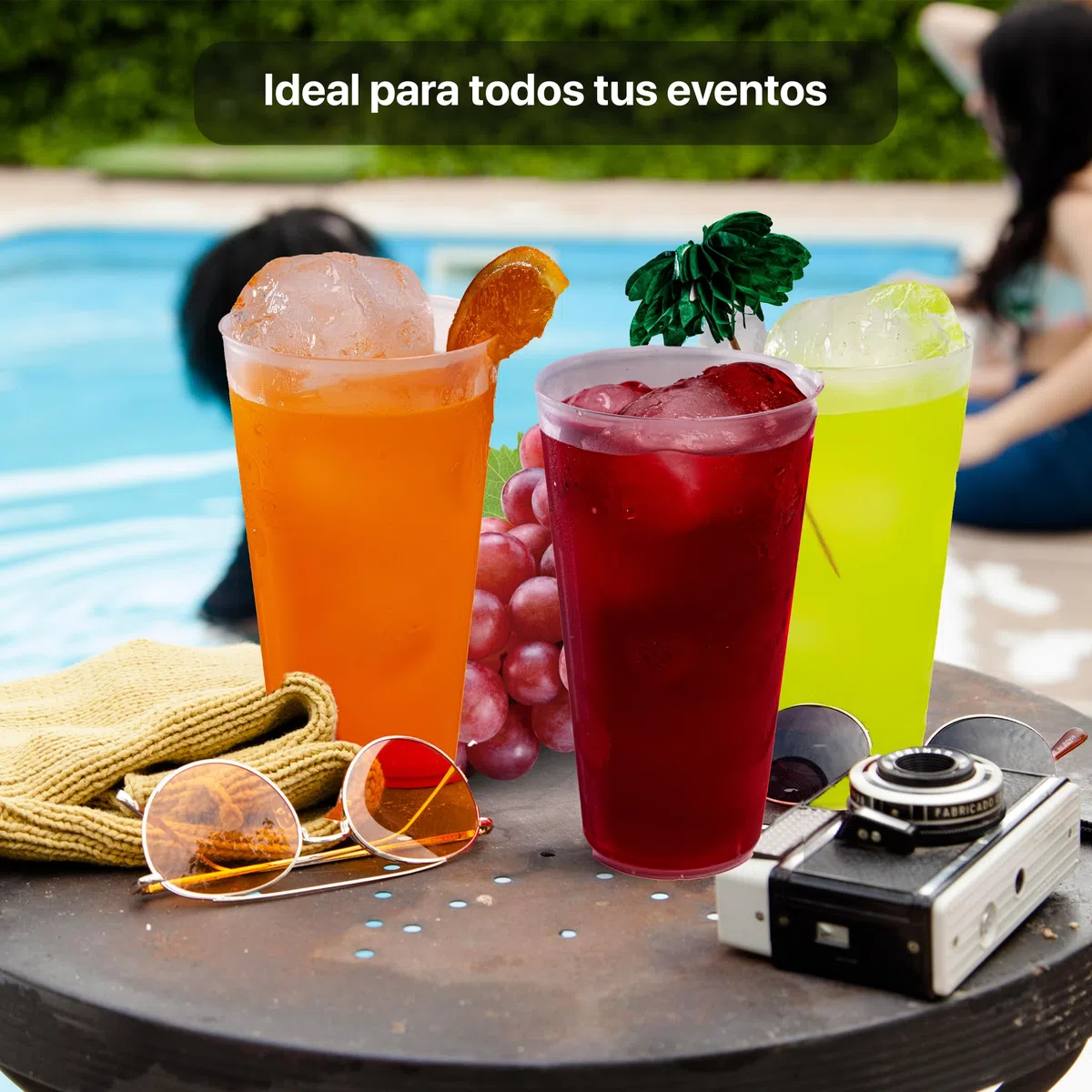 TUKA - 100 Vasos Reutilizables Coktel de 480 ML - Plástico Duro Resistente - Ecológicos - Libre de BPA - Para Fiestas, Eventos, Copas, Gin Tonic, Cubata - Vasos Grandes (100)