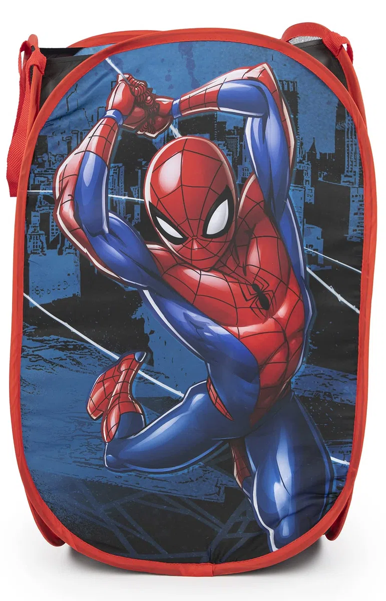 Jay Franco Marvel Spiderman Caminante de telarañas Cesta Plegable Infantil con Asas para Ropa y Juguetes