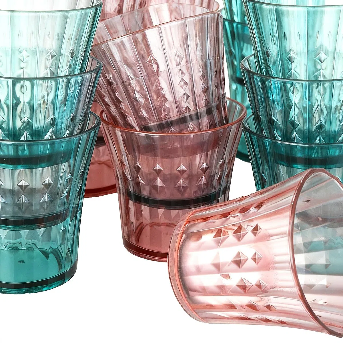 12 PCS Vasos de Plástico Duro Reutilizables 320 ml, Vasos Agua de Colores, Vaso Plástico para Agua Bebida Jugo Whisky y Cerveza, Copa Irrompible para Fiestas, Oficina, Casa y Camping