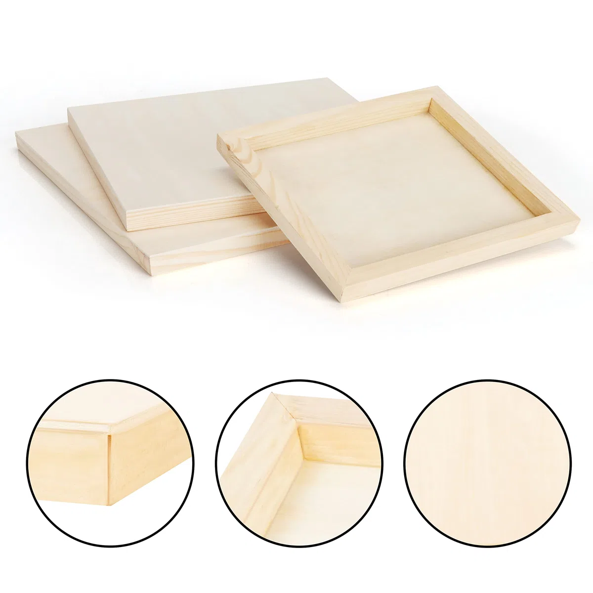 Belle Vous Lienzos para Pintar de Madera Sin Acabado (Pack de 6) - 20 x 25 cm - Tableros de Madera de Tilo para Medios Mixtos, Vertidos, Manualidades, Encáustica