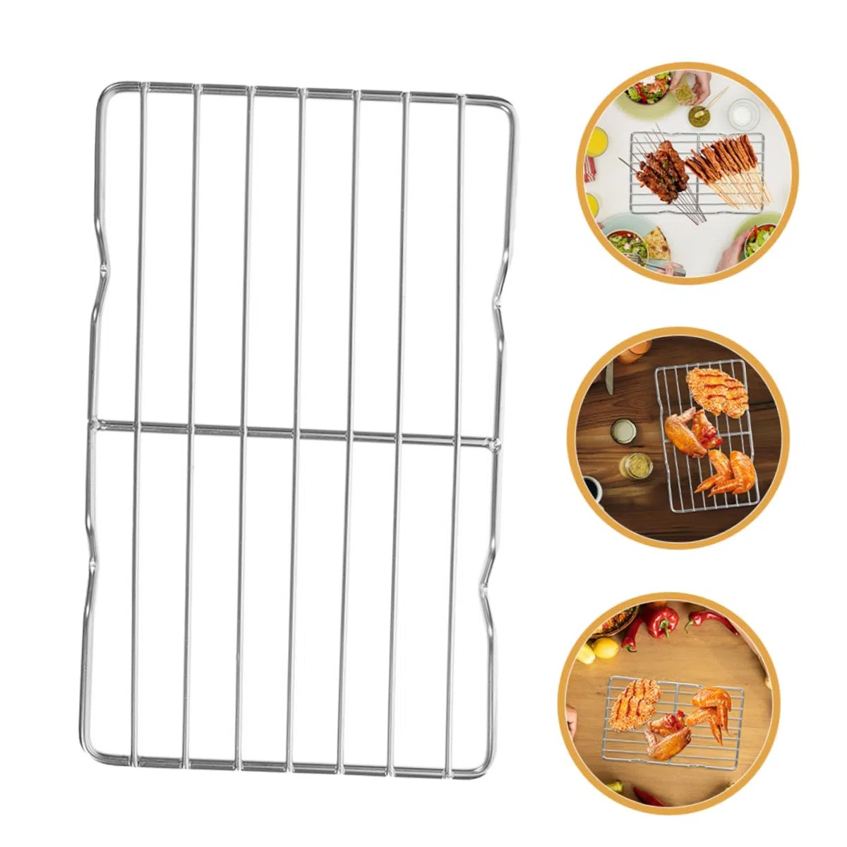 IMIKEYA Rejilla para Hornear y Parrilla De Acero Inoxidable 38x28 Cm, Rejilla De Enfriamiento De Pan Patas, Malla Fina para Cocinar y Asar, Apta para Alimentos Delicados, Uso Cocina y Barbacoa