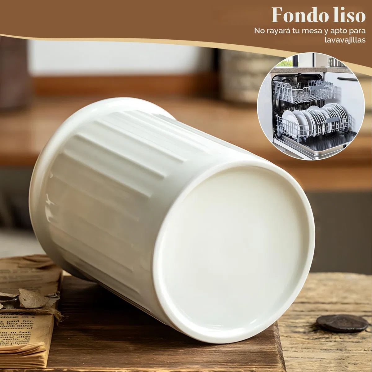 PAVSTINE Soporte Utensilios Cocina de Cerámica, 13,4 x 11 cm Bote para Utensilios, Relief Porta Cubiertos para Encimera Cocina, Superficie Acristalada Brillante, Blanco