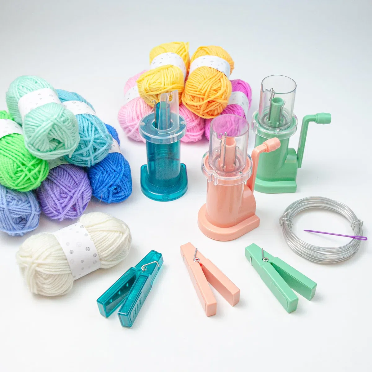 ieron Carrete de mano tejedor tejedor máquina de tejer para el hogar con línea de moldeo de 5 m para manualidades, herramienta de tejer de costura