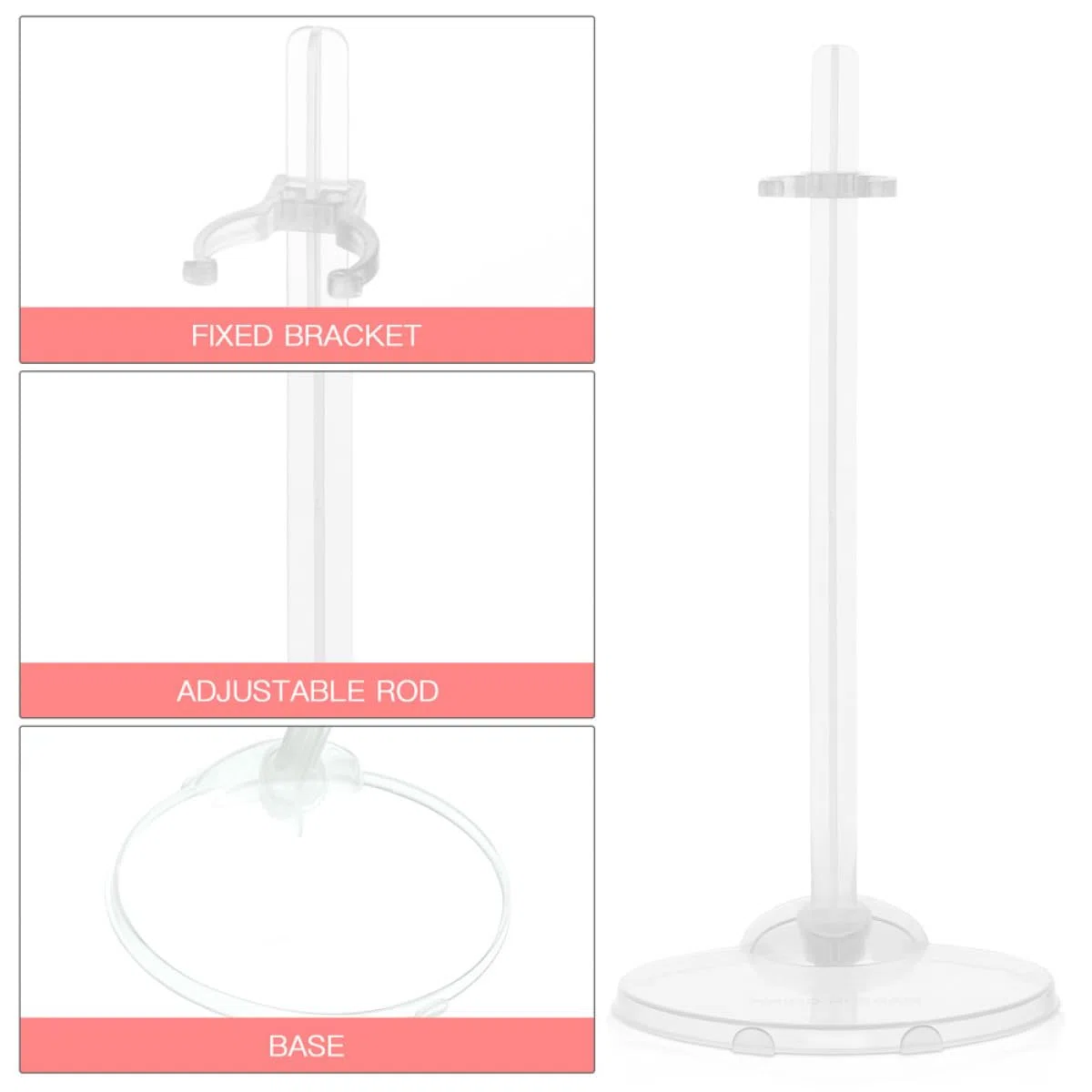 12 piezas Soporte para Muñecas Transparente con Base Amplia Soporte de Exhibición Estable para y Figuras para Almacenamiento y Presentación Detallada