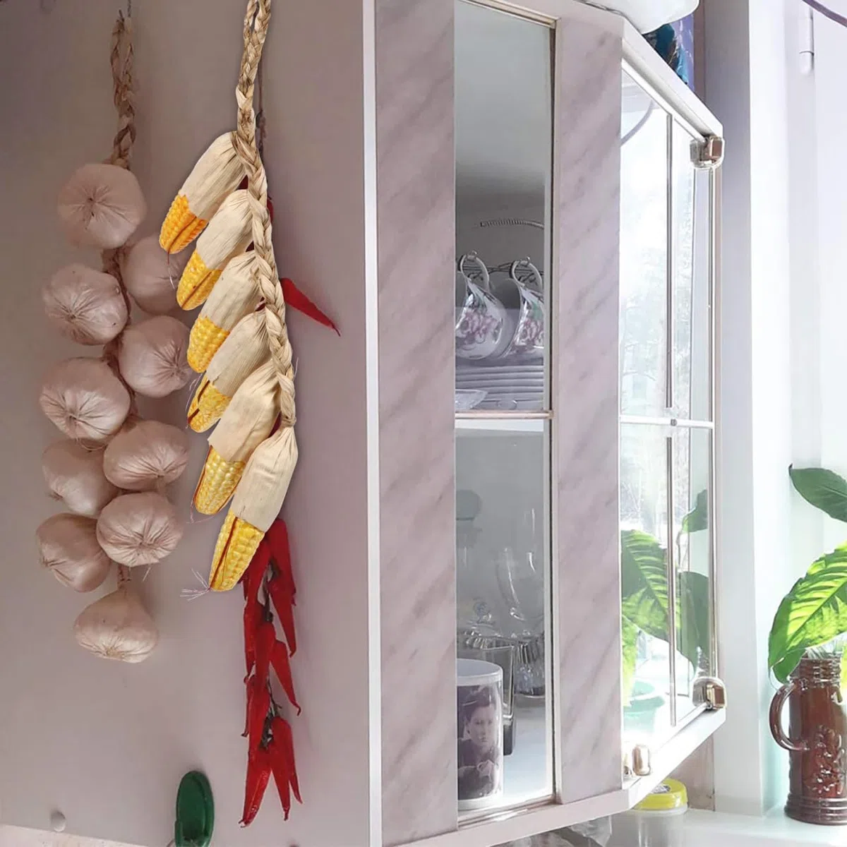 Zerodeko 3 piezas de maíz simulado para colgar brochetas para cocina vegetales interiores adornos falsos artificiales guirnaldas de maíz vegetal realista realista