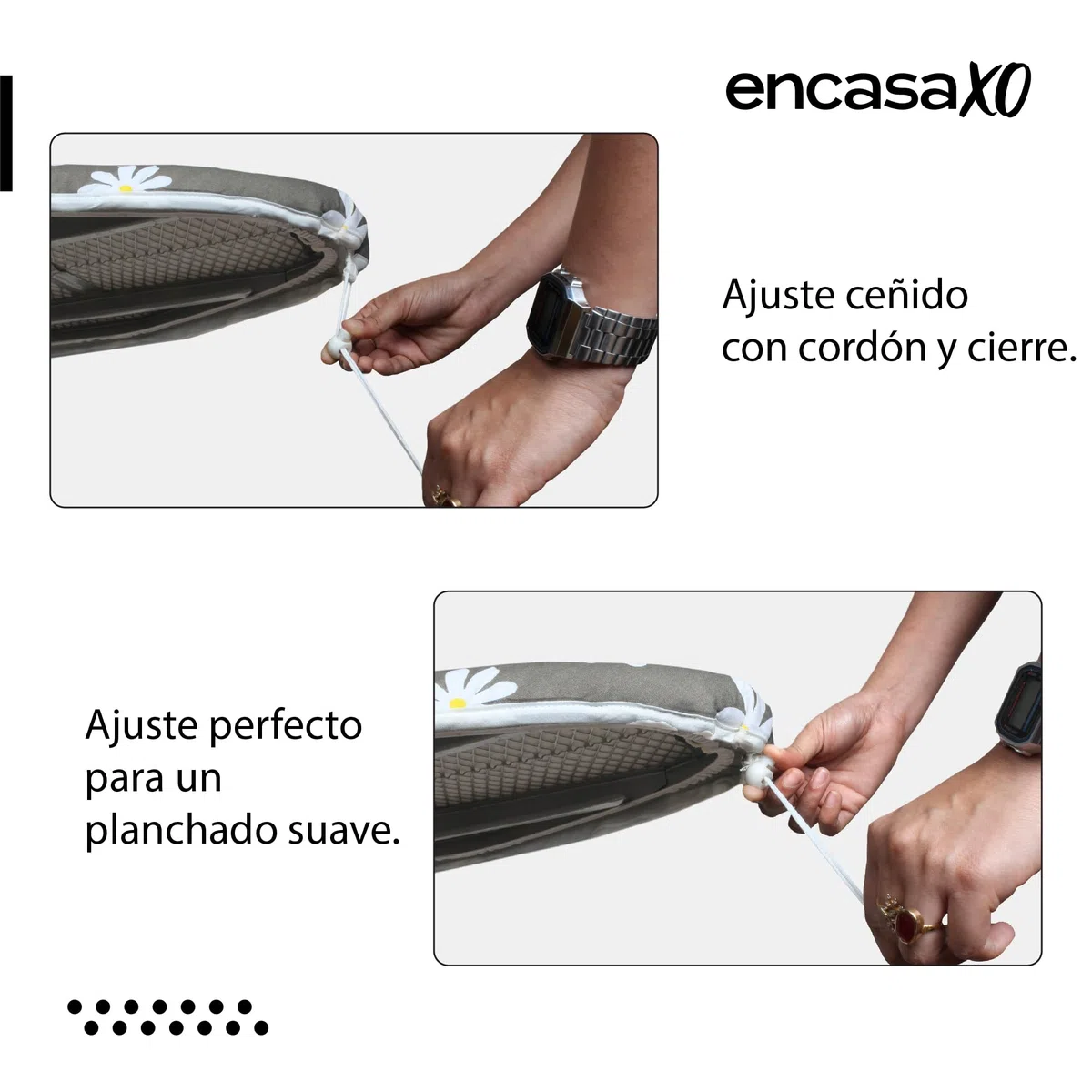 Encasa XO Reemplazo De para Tablas De Planchar Cubre con Un Acolchado De Fieltro De 3 mm, Ajuste De Cuerdas (Se Ajusta A Las Tablas Estándar De Wide 125x46 cm) Impreso - Baldosas Grises