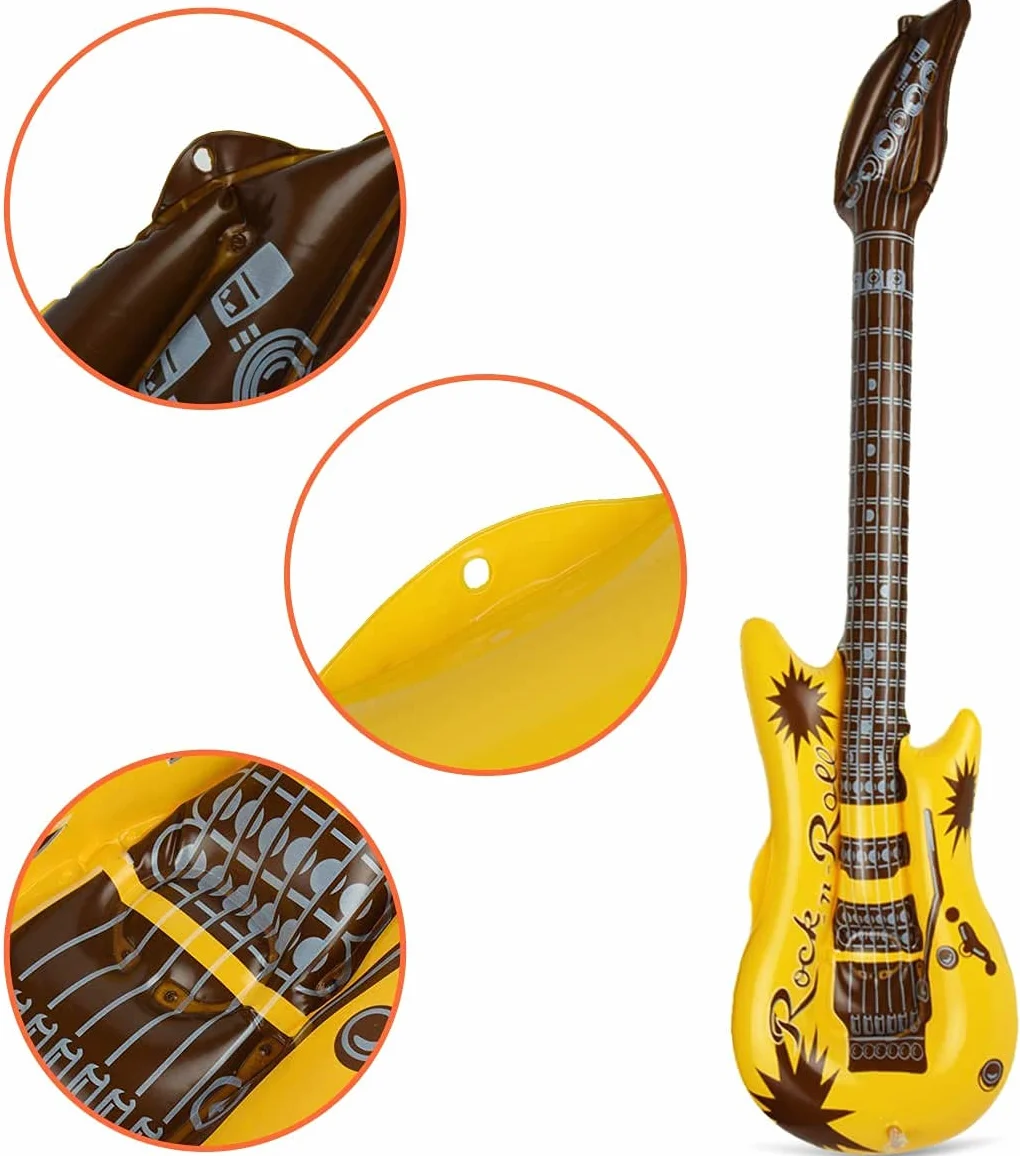 LATERN 22 Piezas Instrumentos Musicales Inflables, Juguete Inflable De Estrella De Rock Guitarras Saxofones Micrófonos Radio Teclado Bajos Y Gafas Para Favores Photo Booth Props - Con Bomba De Aire