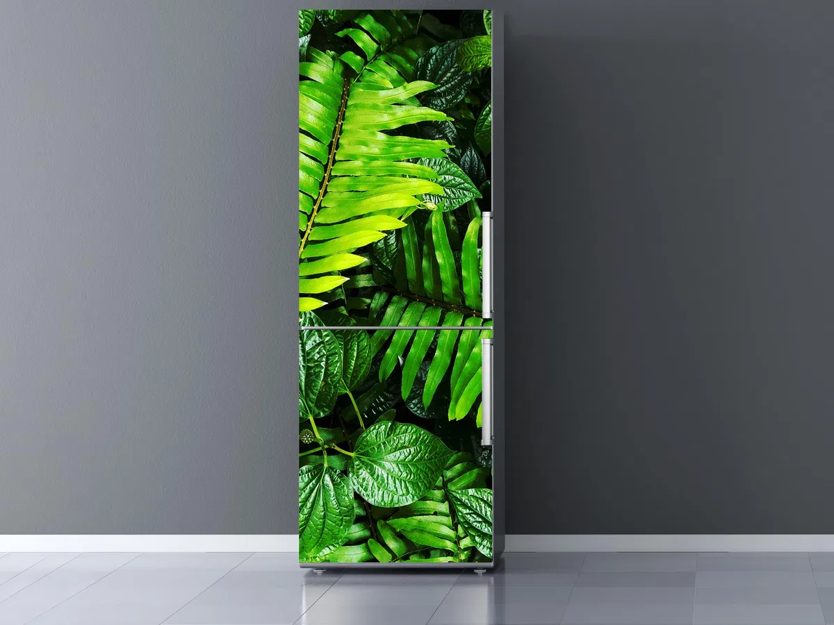 Oedim Vinilo Frigorífico Hojas Verdes, Vinilo Premium, 185x60cm | Adhesivo Resistente y de Fácil Aplicación | Pegatinas de Nevera Económicas y Elegantes