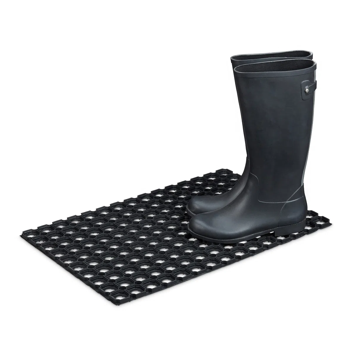 Relaxdays Felpudo Entrada, Alfombrilla Antideslizante 40 x 60 cm, Alfombra Rectangular de Goma, Resistente Lluvia, Negro