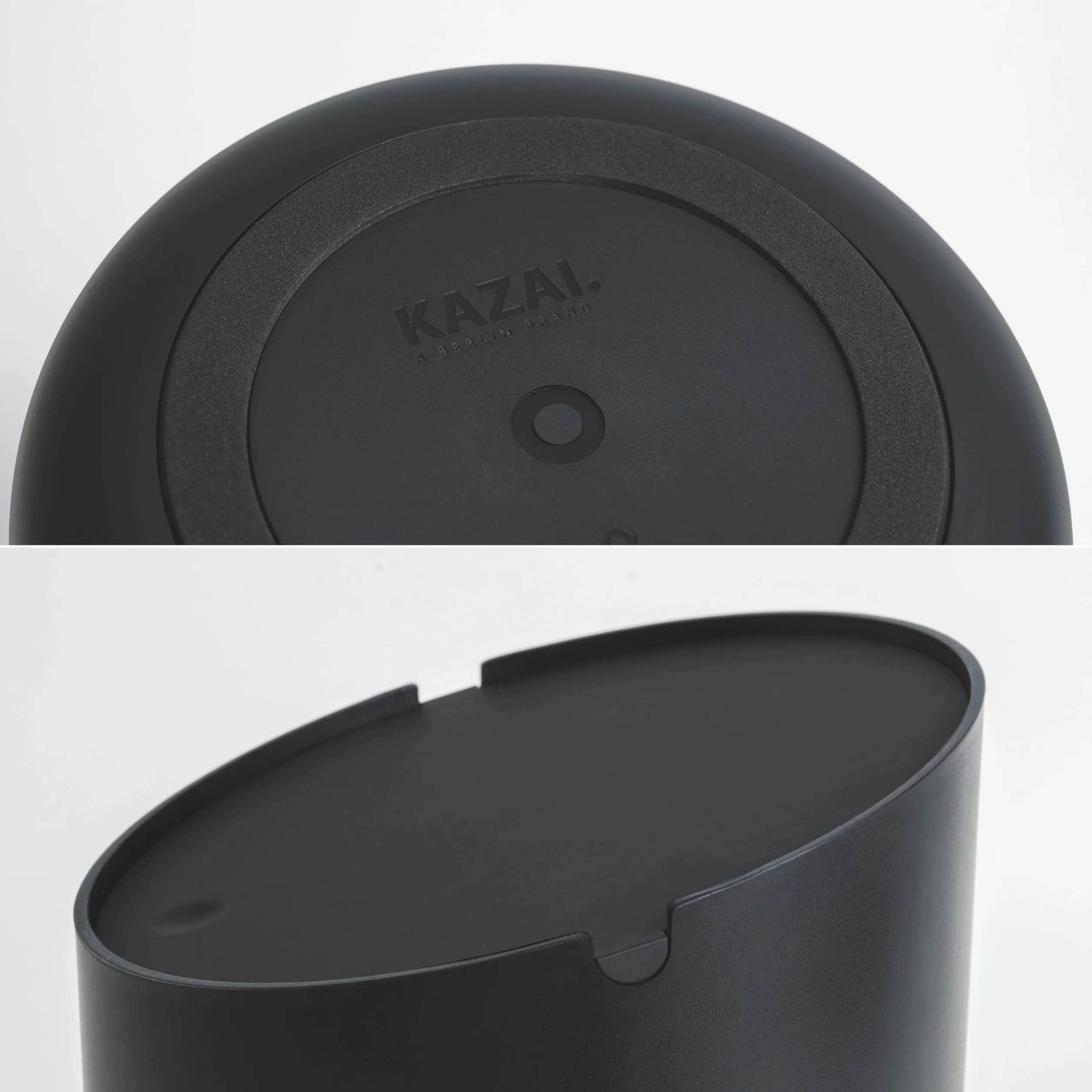 Kazai. Pequeña Papelera 'Tove' - 1,5L | Exclusivo Mini Cubo de Diseño de Berlín | Para el Baño, la Cocina y como Cubo de Mesa | Antideslizante, Cubo Interior | Negro