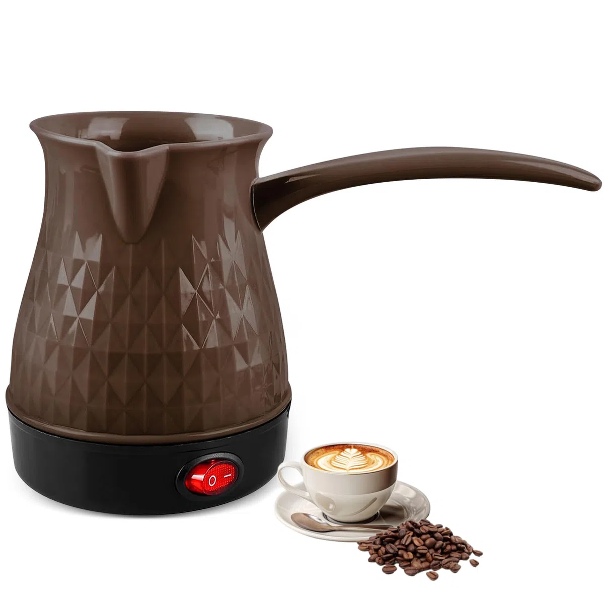 Cafetera turca eléctrica de 500 ml, cafetera turca de inducción con mango extraíble, antiquemaduras y calentamiento uniforme, cafetera eléctrica Cezve para café, té