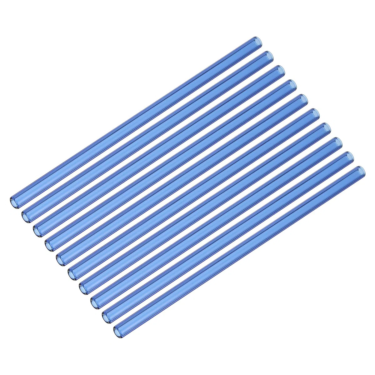 PATIKIL 20cm Tubos de Vidrio Borosilicato, 10pcs Pajita Cristal Reutilizable Corta Recta Resistente a Rotura para Soplado y Sorbete Bebida, Azul