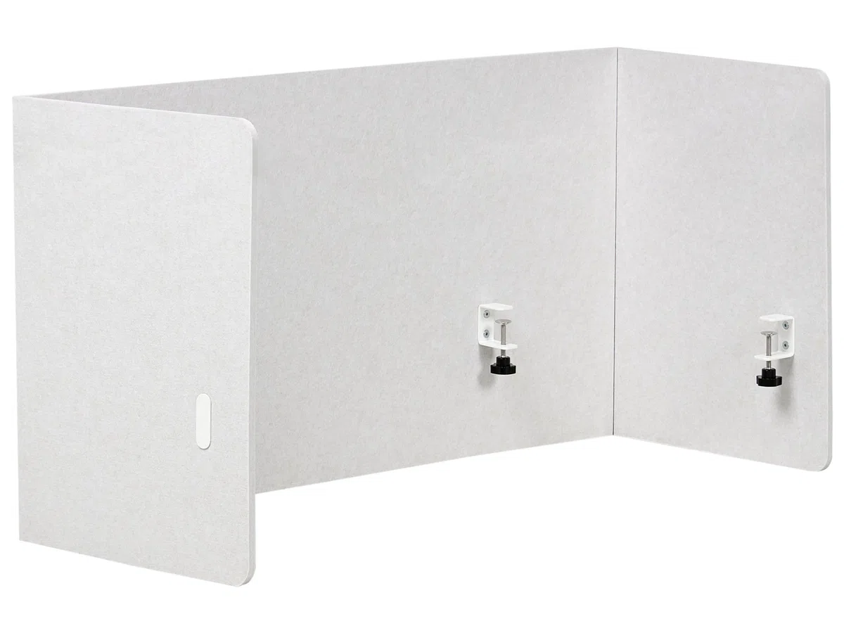 Beliani Panel Separador Completo Tablero Pet acústico tapizado de Tela 120 x 60 cm Blanco Crema Soloa