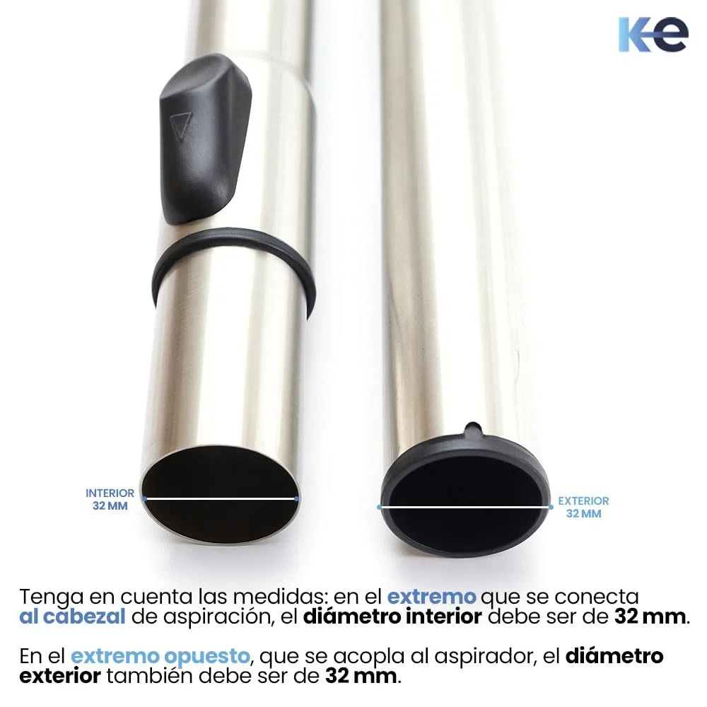 ANAKEL HOME Repuesto Tubo Aspiradora Universal Compatible con Aspirador AEG, Bosch, Miele, Philips, Rowenta... | Ø32 mm, Acero Inoxidable, Longitud Regulable 56.5-94 cm